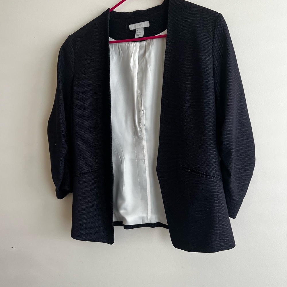 H&M Navy Blue Tiny Dot Blazer